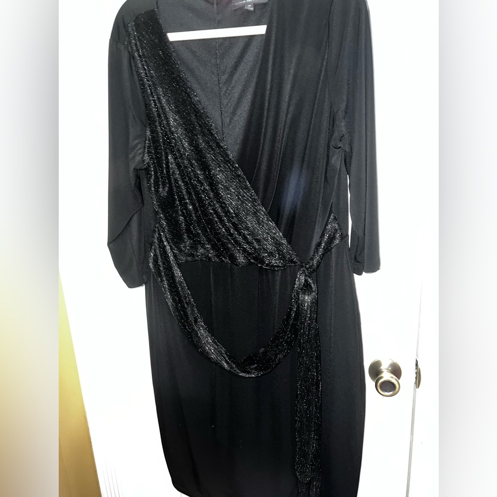 Black and silver dress mock wrap dress